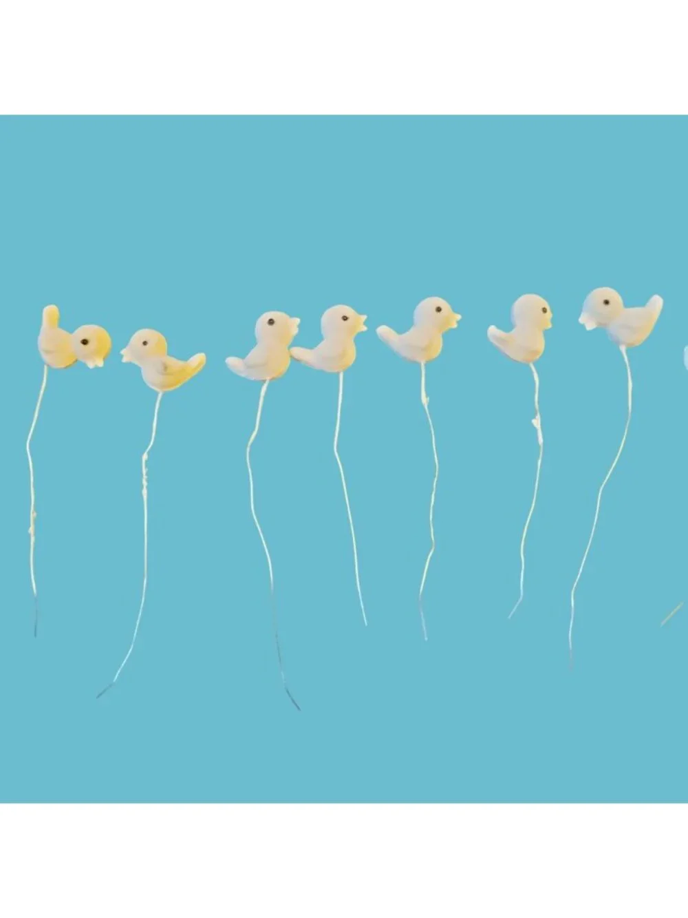 White Flocked Bird Decoration Wire Stem Crafting Floral Design Lot 8